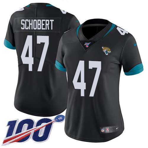Nike Jacksonville Jaguars #47 Joe Schobert Black Team Color Women Stitched NFL 100th Season Vapor Untouchable Limited Jersey